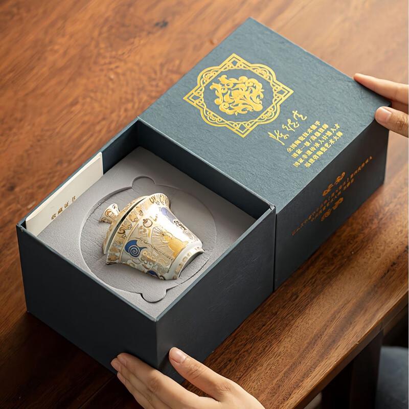 Chaxun Chen Desheng Dunhuang Thangka Gold Inlay Ceramic Gaiwan