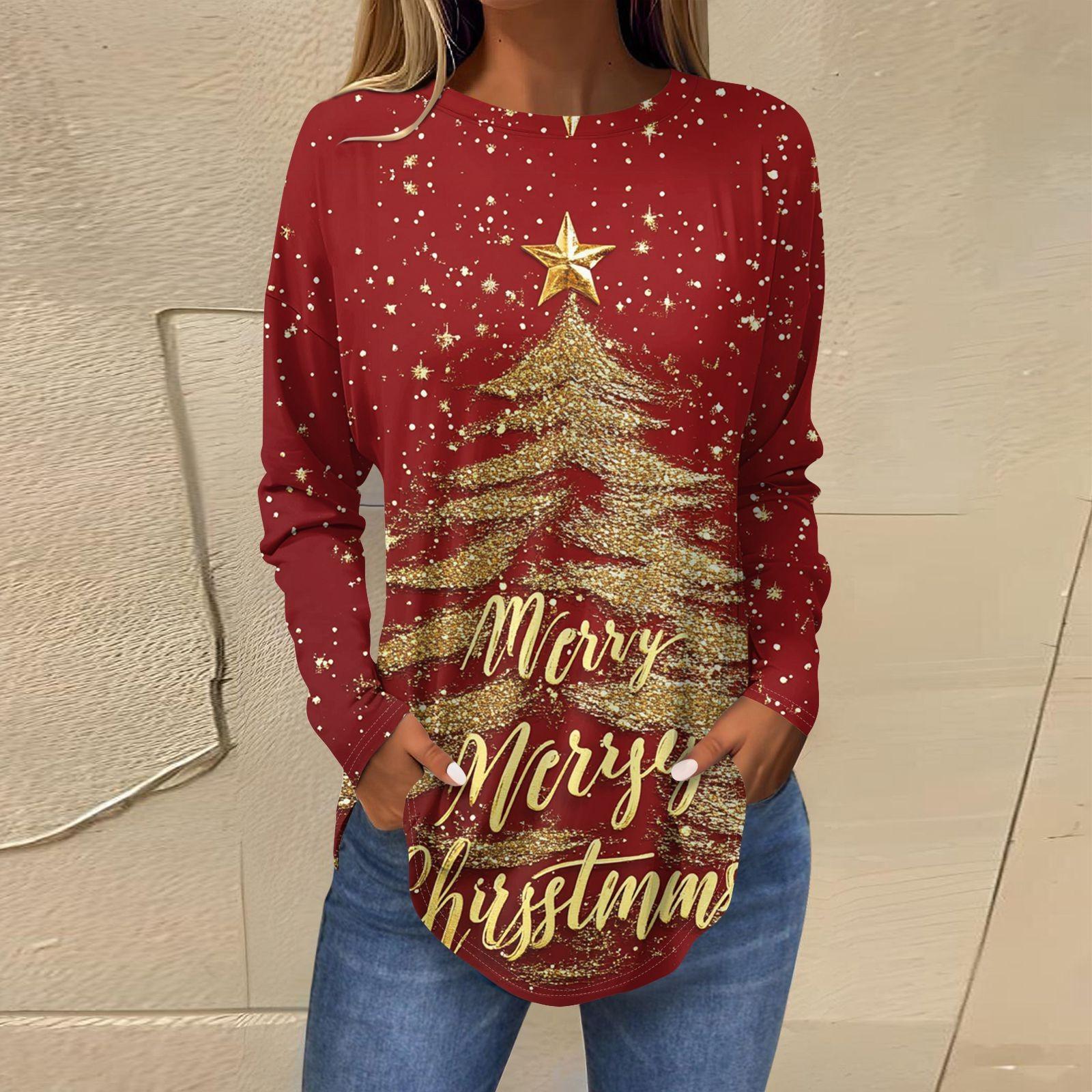 Женские свободные топы с круглым вырезом и капюшоном с длинными рукавами — фото 10