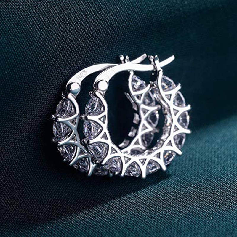 High Quality Cubic Zirconia Women Hoop Earrings Stylish Girl Accessories Party Daily Wearable Fashion Jewelry Gift