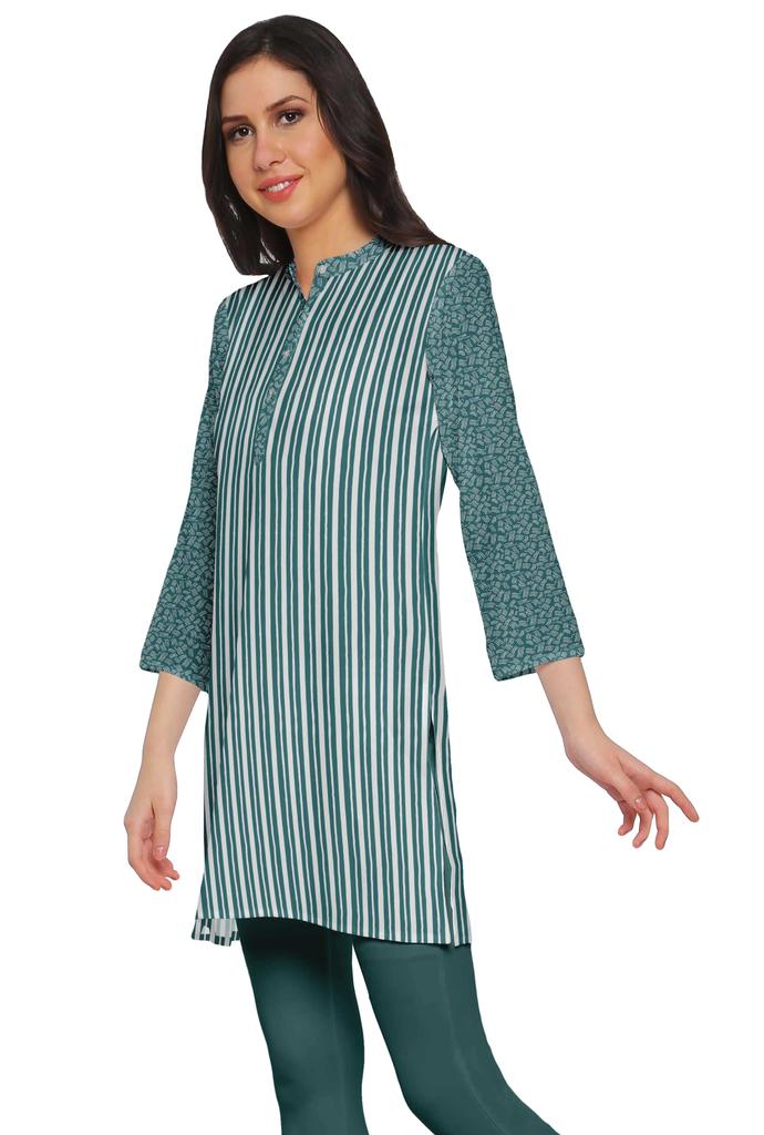 Moomaya Printed Side Slit Short Kurta Tunic For Women Summer Wear Ladies
