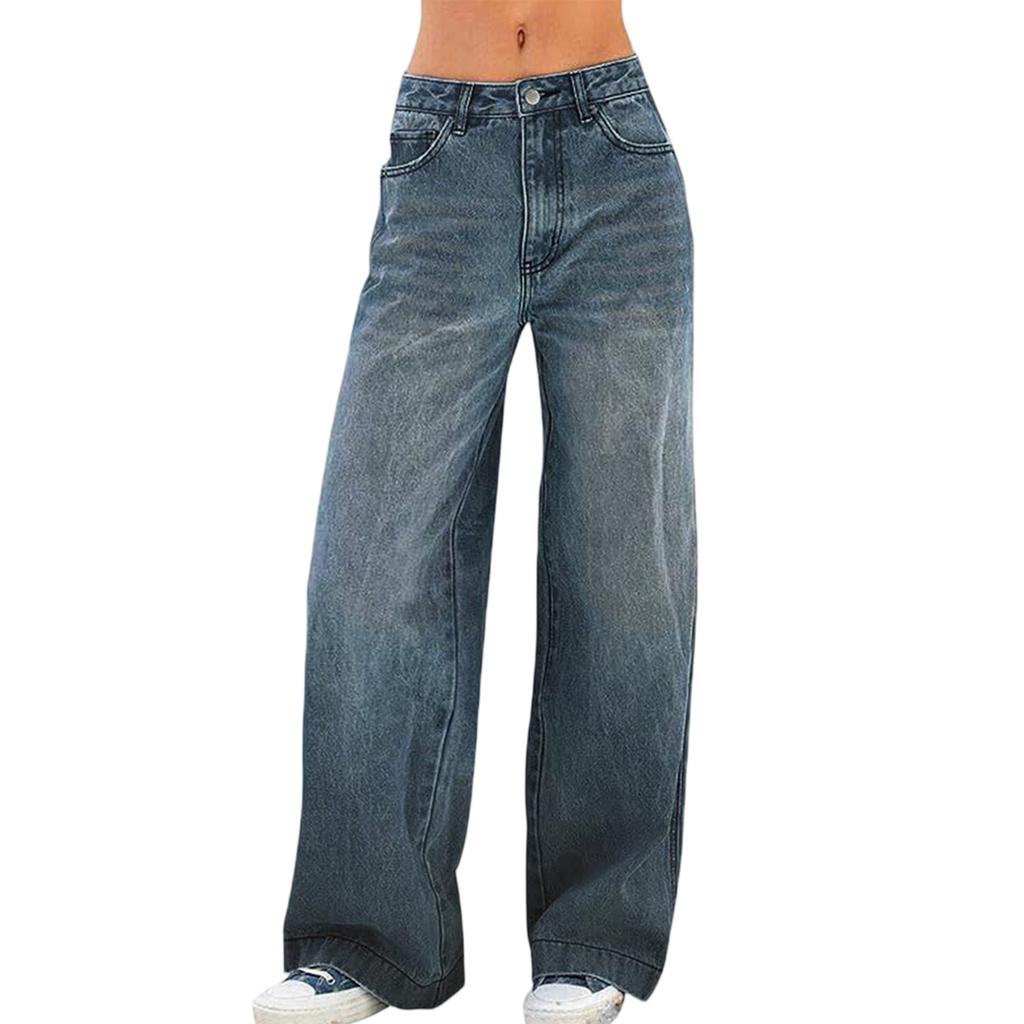 Women's Fashionable Color Pocket Casual Versatile Straight Leg Jeans