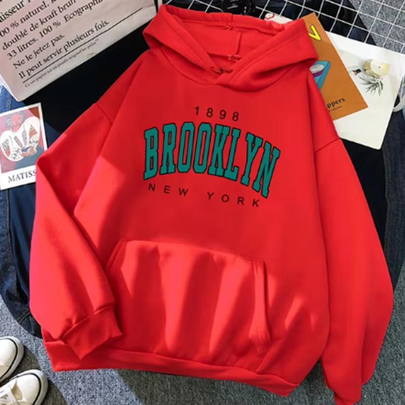 1989 Brooklyn New York Bedruckte Damen-Hoodies Mode Fleece-Hoodie Kreativität Pullover Kleidung Straße Locker Sweatshirts Damen