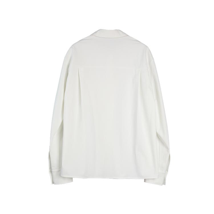 ELLE French Minimalist Fashion Design Asymmetrical Lapel Casual Loose Versatile Long Sleeve Shirt Women shirts EC52895
