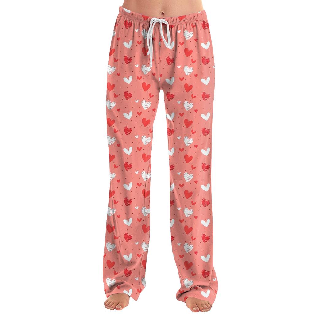 Damen Pyjamahose Nachtwäsche Lässige Hose mit Kordelzug und elastischer Taille Bequeme gerade lockere Yogahose