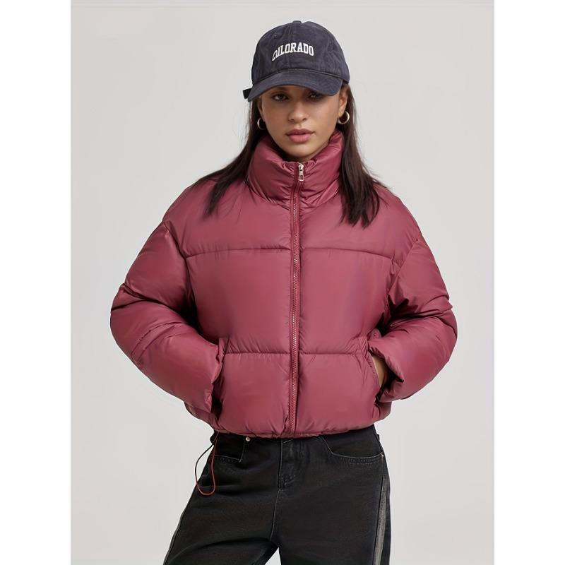 

Новая хлопковая одежда женская короткая универсальная стойка воротник маленькая утолщенная хлопковая куртка L бордовый