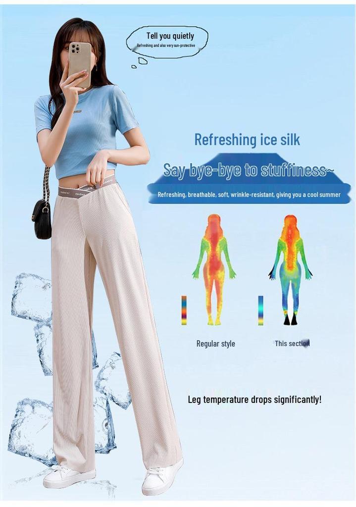2026 New Thin Ice Silk Wide-Leg Maternity Pants - Summer & Spring