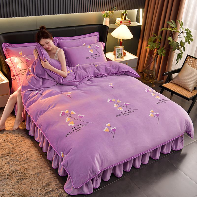 

Утолщенное постельное белье для сохранения тепла зимой, коралловый флис, флис, молочный флис набор из 4 предметов не сбивается пододеяльник 4pc for 1.8m bed 2 * 2.3m quilt cover