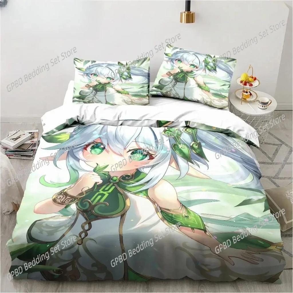 3D Print Genshin Impact Nahida Kawaii Nahida 3D Duvet Cover Bedding Set Comforter Linen Pillowcases Home Decor Twin King Queen