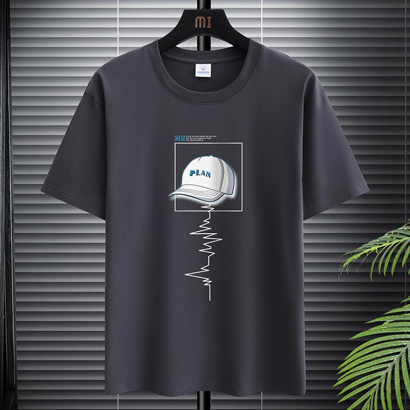Camiseta de Manga Corta de Algodón Puro de Corte Holgado y a la Moda para Hombre Verano 2025