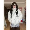 Sweet polka dot floral cotton-padded jacket women's winter bow warm bread jacket thickened cotton-padded jacket
