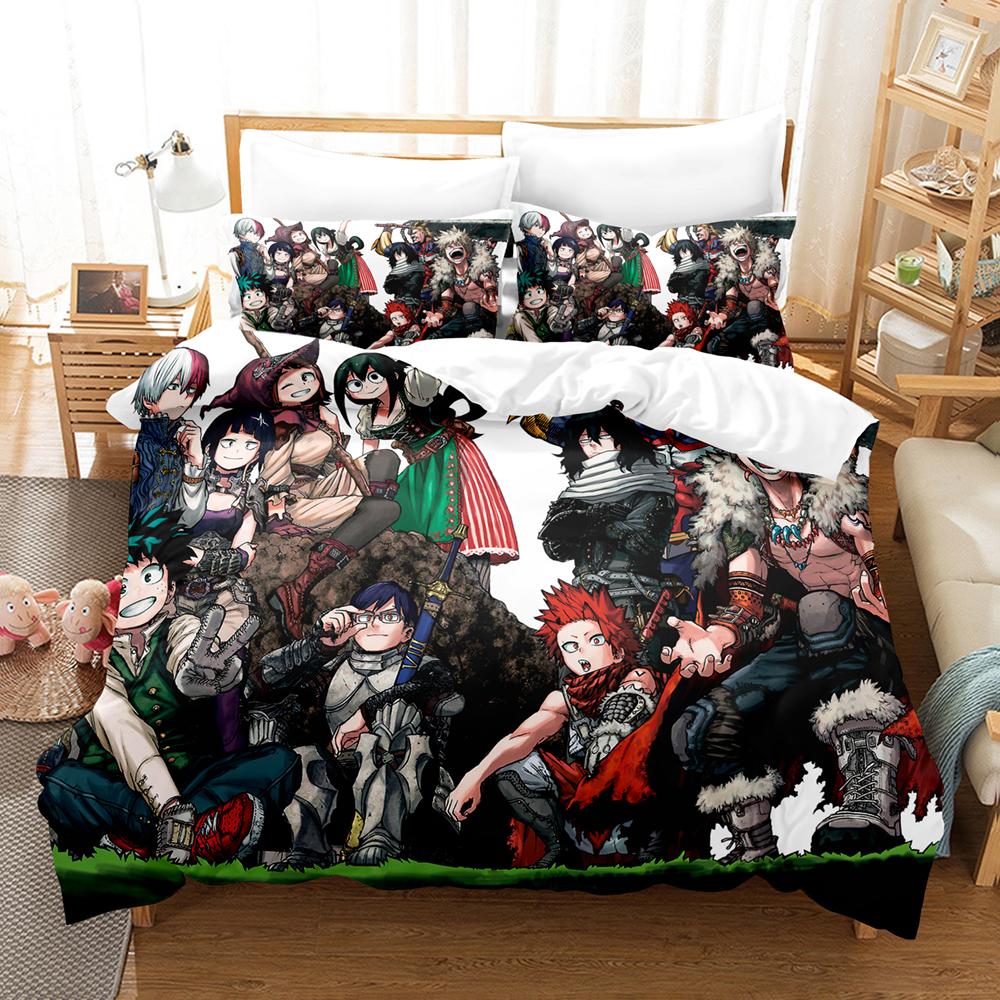 My Hero Academia Bettwäsche-Set Einzelbett Twin Full Queen King Size Todoroki Bett-Set Schlafzimmer für Erwachsene und Kinder Bettbezug-Sets 3D-Druck 047