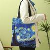 Van Gogh Series Linen Bag Oil Painting Starry Night Sunflower Apricot Flower Coffee Holder Handbag SuperLight Shoulder Bag