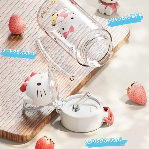 Kuromi & Cinnamoroll Straw Cup Water Bottle, Clear Bottle with Straw, Leak-Proof, Transparent, Kids' Water Bottle, Mug, Lightweight, Portable, Sports