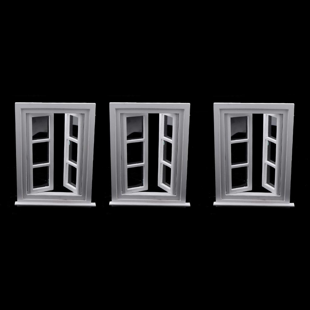 Handmade Wood Window Furnishings for Doll Room/ Bedroom/ Dining Room, 3pcs Set