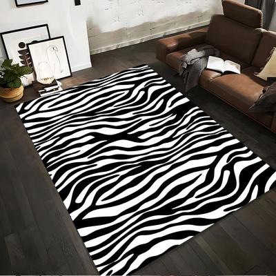 Black and White Zebra Stripe Pattern Area Rug for Living Room Decor Suitable for Use As an Anti-slip for Living Room Bedroom Sofas