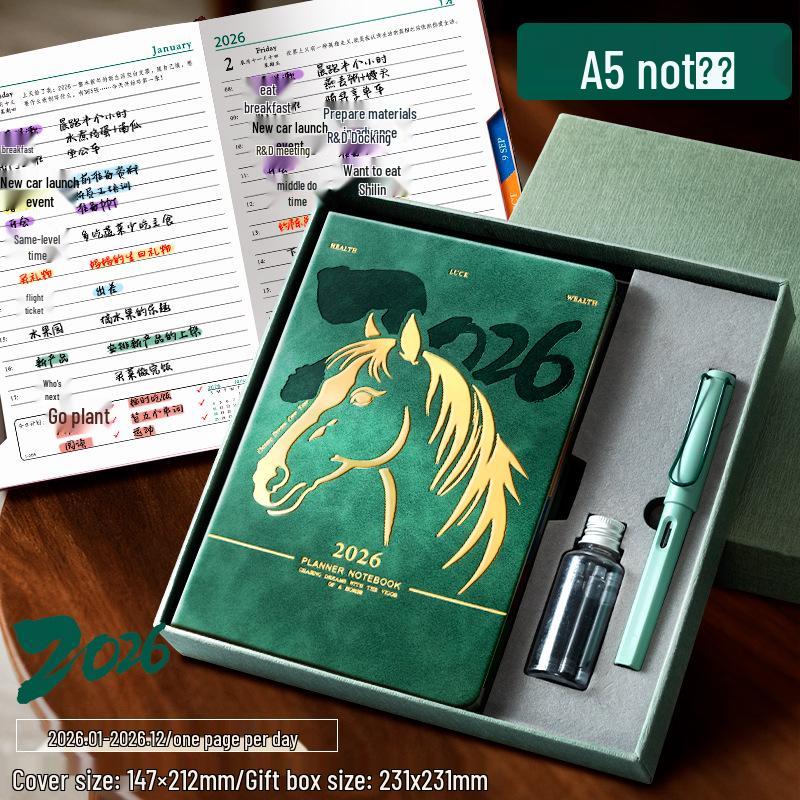 2026 Benutzerdefiniertes dickes Tagebuch: Tägliches Seiten-Zeit-Effizienz-Notizbuch