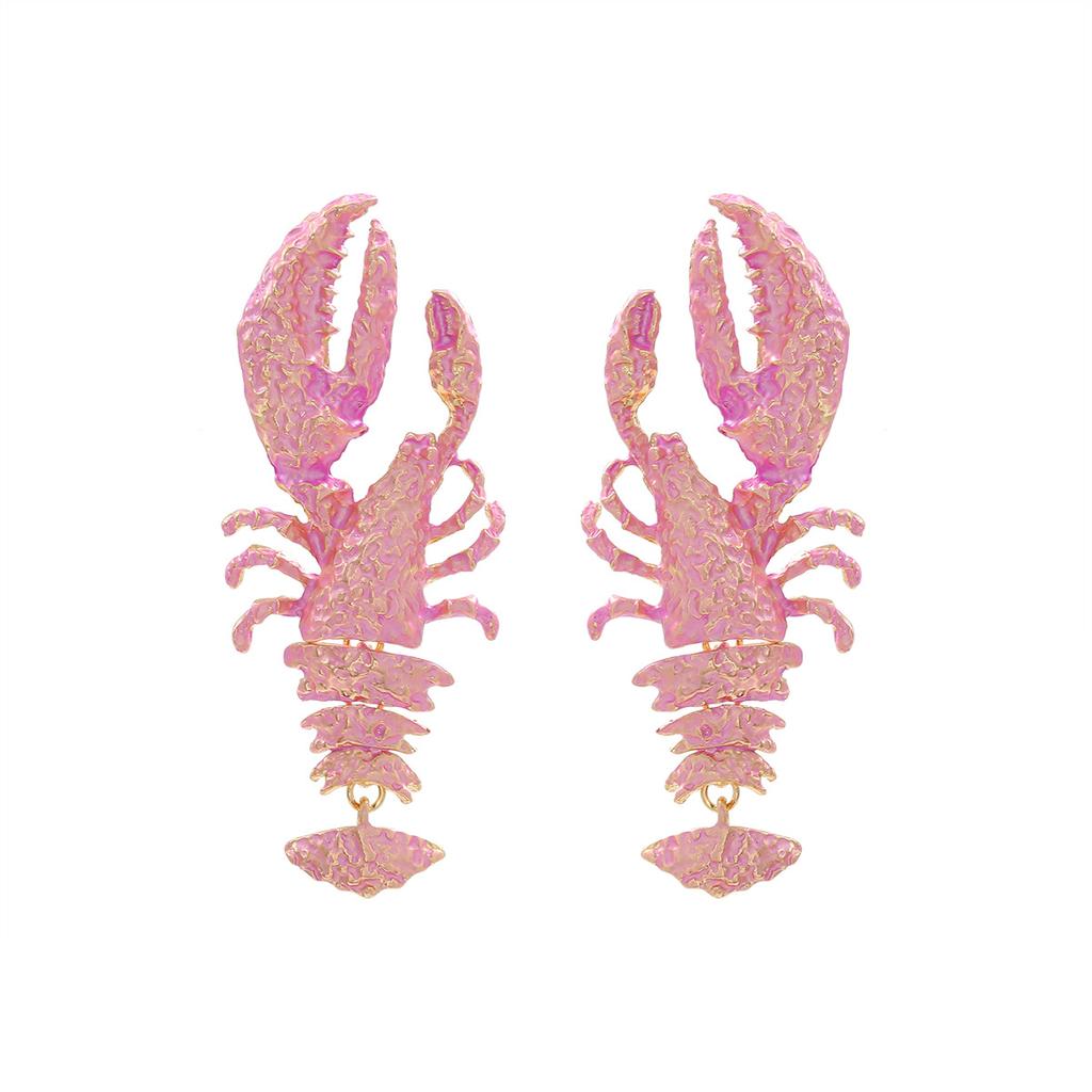 Exaggerated Ocean Breeze Multi-layered Lobster Summer Beach Style Fashionable Earrings for Ladies with Brushed Finish.
