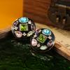 Medieval Classic Vintage Earrings Dropped Oil Enamel Colored Zircon Exaggerated Earrings Fashion Accessories Festival Gift