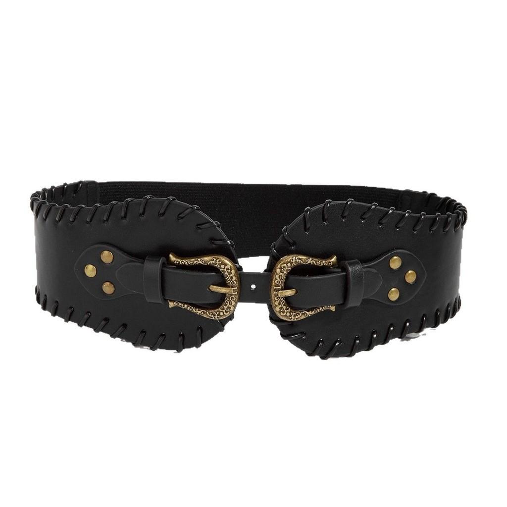 Metal Retro Stylish Waist Cincher Women Elastic Belt Wide Width Dresses Coats