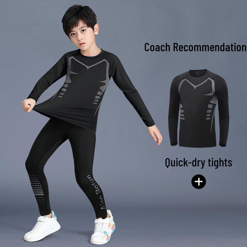 Children's Quick-Drying Sports Suit: Boys Basketball Compression Shirt & Football Base Layer for Spring Training
