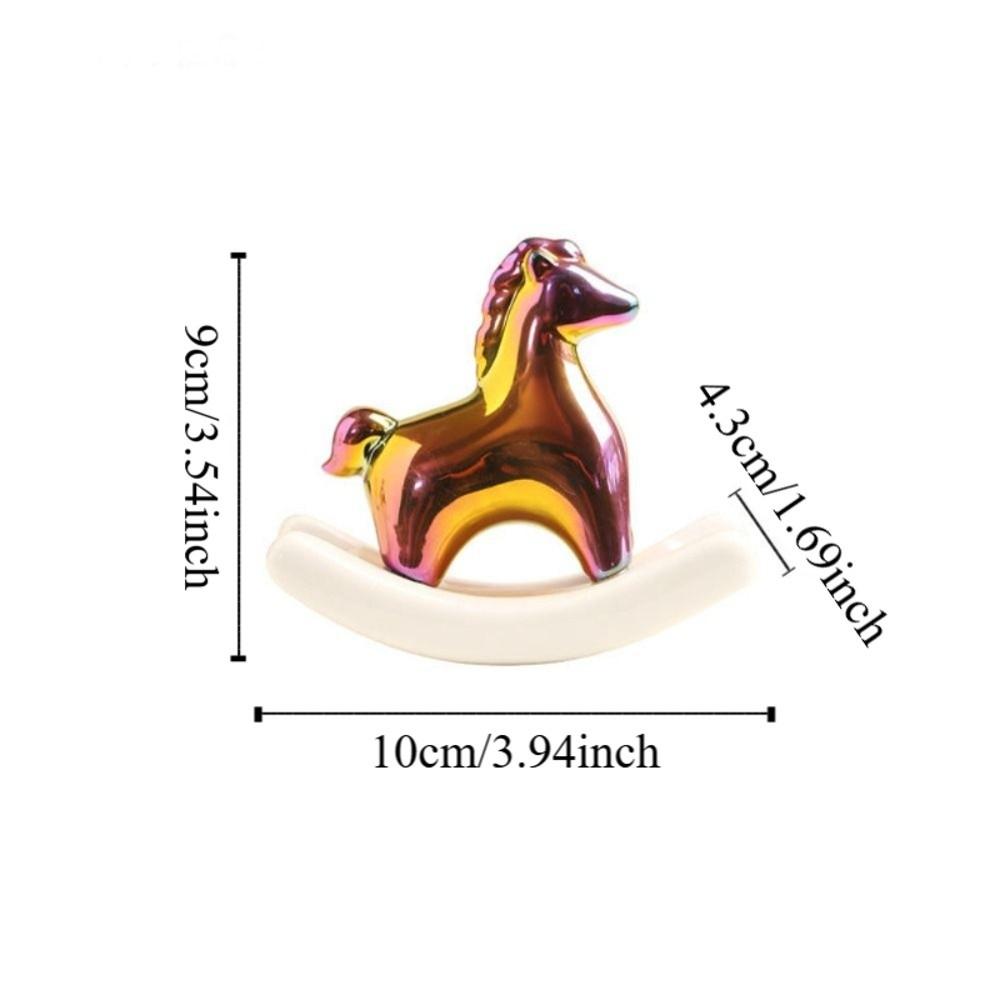 Home Decorations Ceramic Rocking Horse Ornament Exquisite Mini Horse Sculpture Crafts New Year Cute Horse Year Decoration Study