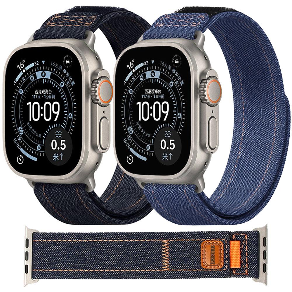 Denim Nylon Strap For Apple Watch Ultra 3-2-1 49mm 11 10 46mm 42mm Braided Bracelet iWatch 9 8 7 6 5 4 SE 45mm 44mm 41/40mm Band