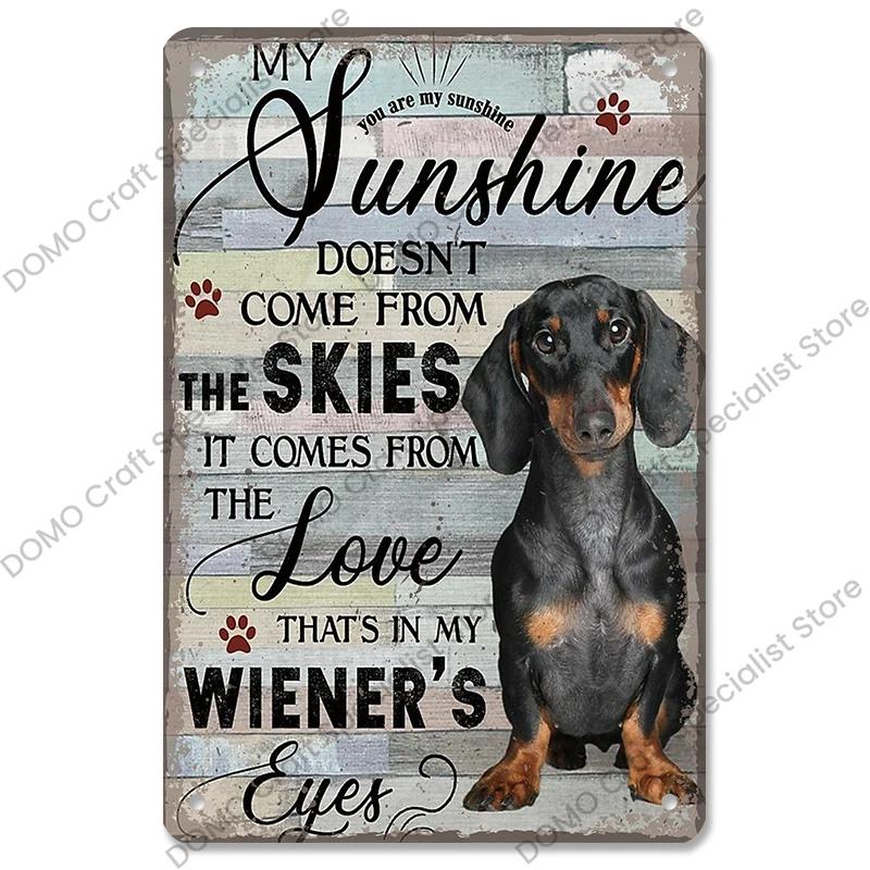 Pet Dog Dachshund Plaques Vintage Metal Plate Drink Coffee Wine Read Book Metal Tin Signs Wall Decor for Bar Pet Shop House