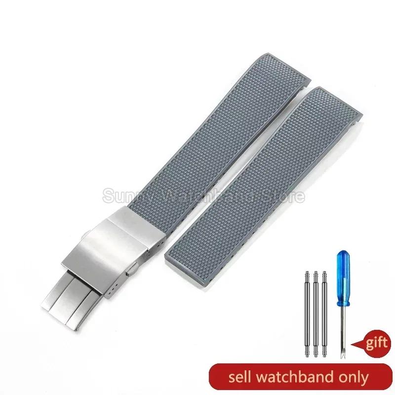 ONEFor Longines Conquest Watchbands Rubber Silicone Sports Non-Stick Gray Diving Men L3.742 642 781 782 Series 21mm AccessoriesMN