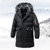 Mens Winter Thick Cotton Puffer Jacket With Detachable Hood Windproof Warm Outdoor Casual Hiking Coat Long Length