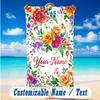 Floral Garden Theme Beach Towel Personalized Custom Name & Text Soft Quick Dry Beach Towel for Swimming Travel