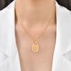 Jewelry Fashion Ladies Stainless Steel Zircon Oval Virgin Gold Pendant Necklace Pn-2158