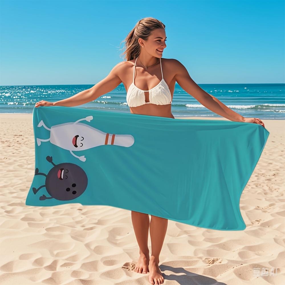 1 Stück, Supergroßes Schnelltrocknendes Mikrofaser-Strandtuch, Eine Bowlingkugel, die in einen Bowlingpin einschlägt, Geeignet für Reisen, Schwimmen,