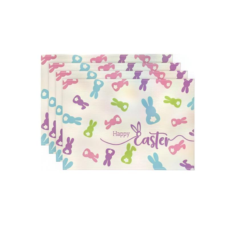 Ostern Süße Kunst Kaninchen Leinen Waschbar Tischsets Osterfest Geschenk 30x45cm 1 Stück Küchentisch Party Dekoration
