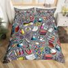 Chemistry Laboratory King Queen Duvet Cover Tube Microscope Graffiti Bedding Set Hippie Doodle Education Science Quilt Cover