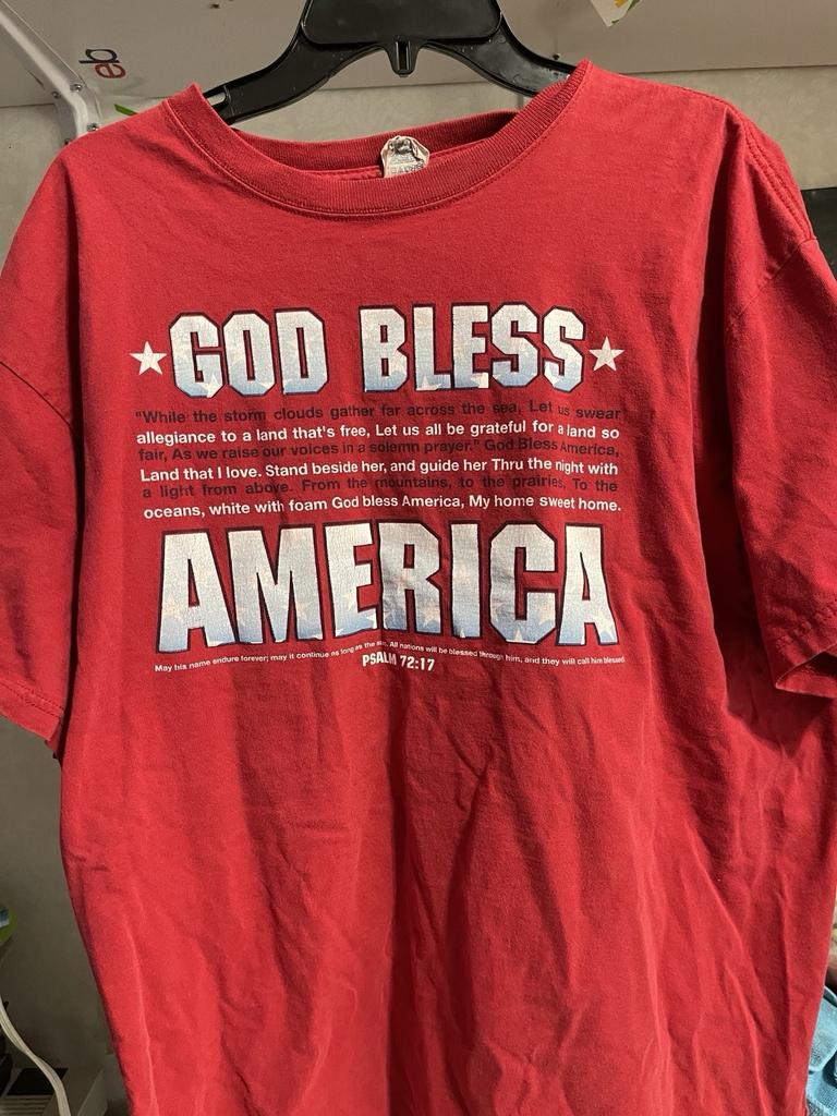 Red God Bless America Psalm 72:17 Size XL T-Shirt Delta Pro Weight