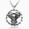 Punk Stainless Steel Skull Chain Pendant Necklace Vintage Hip Hop Statement Necklaces for Men Male Boho Jewelry with wooden box