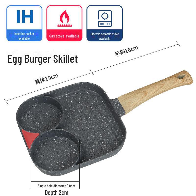

Сковорода для омлета «три в одном» с антипригарным покрытием: Идеально подходит для яиц, гамбургеров, завтраков и стейков.