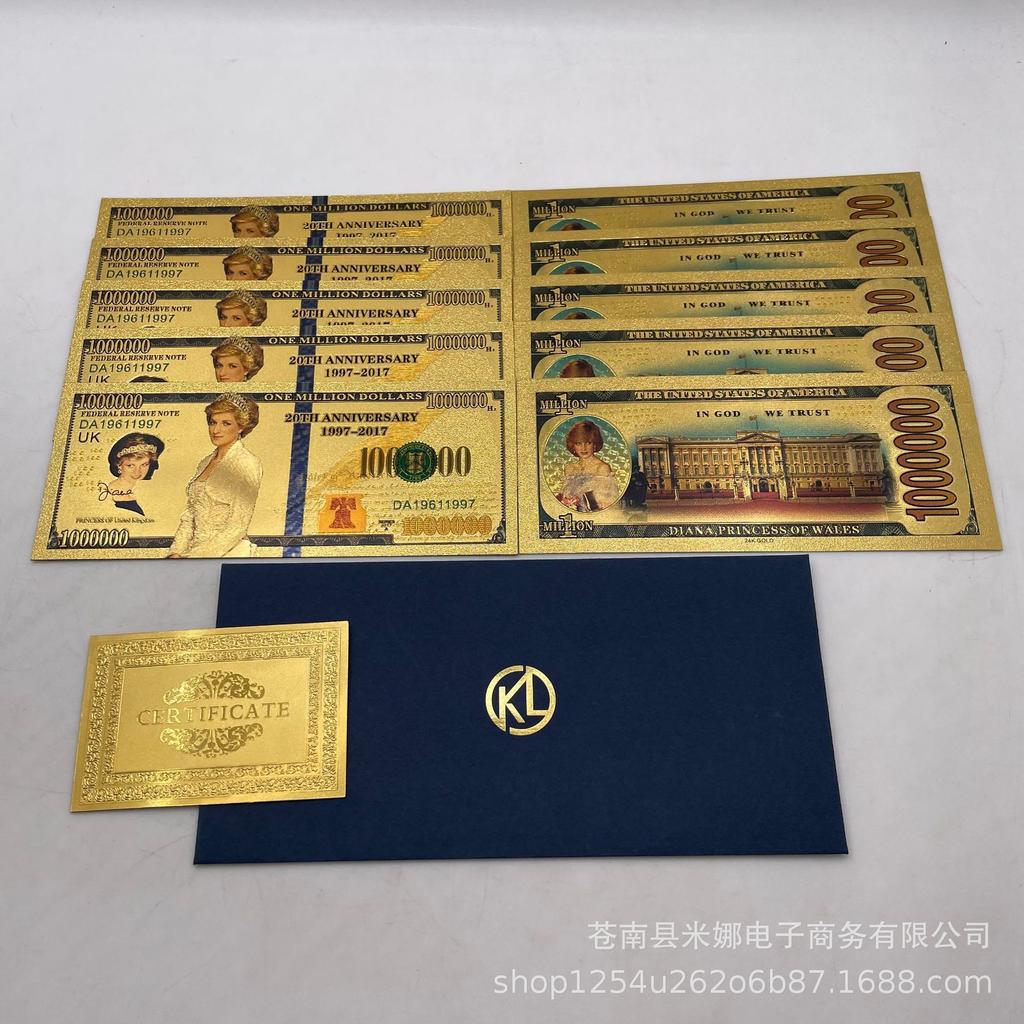 Plastic gold foil Elizabeth Diana Marilyn Monroe commemorative coin gold foil banknote currency queen portrait creative coin