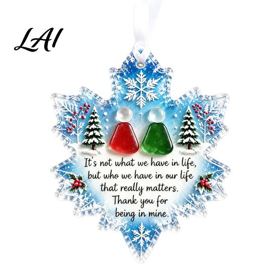 Holiday Window Ornaments Snowflake-Shaped Sea Glass Friendship Keepsake Christmas Ornament Acrylic Coastal Inspired Seasonal Home Accents
