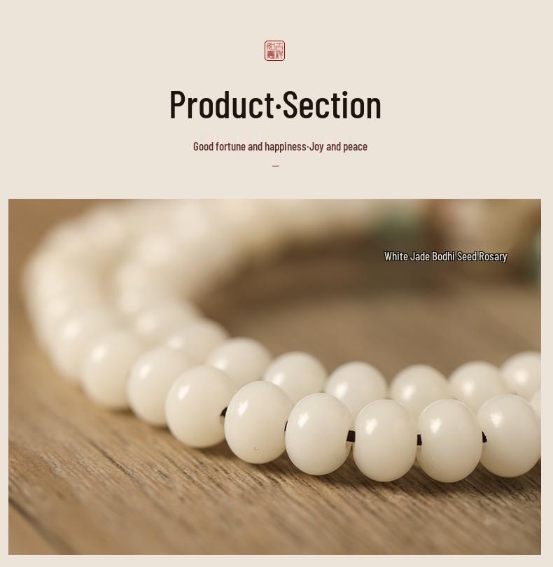 Original White Bodhi Root Retro Women's Lotus Pendant Bracelet