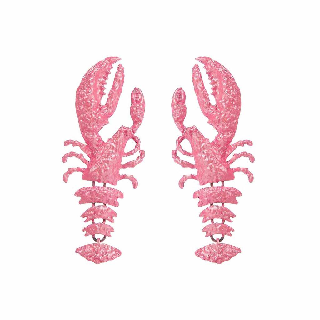 Exaggerated Multi-Color Baked Paint Crayfish Earrings for Women Ladies New Beach Vacation Pendant Earrings Jewelry Accessories
