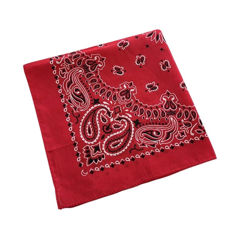 Square Cotton Cashew Flower Print Bandana Unisex Head Wrap Decorative Head Scarf For HipHop Dancing and Street Wear
