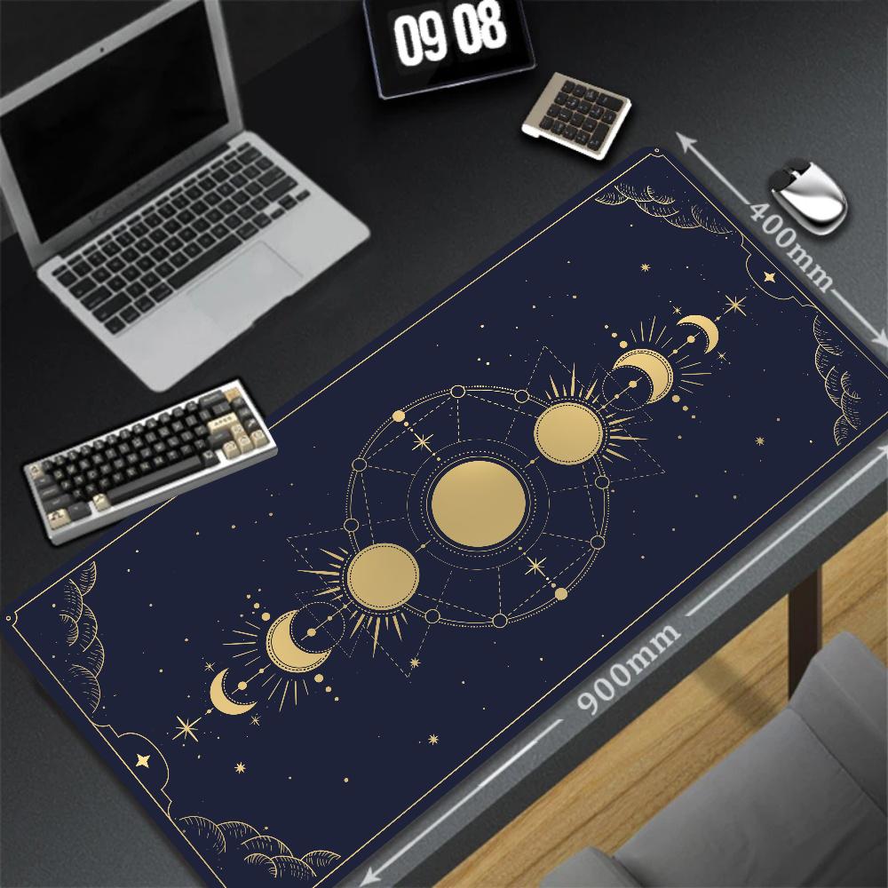 800x400mm Niedliche Kawaii Goth Hexen Tarot Altarmatte Ergonomische Schwarze Mauspade Große Größe Spiel-Mauspad Pastell Mondphasen Tischmatte