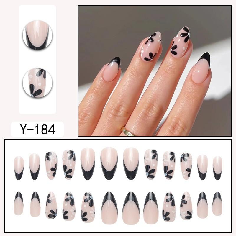 Pre-made Press-On Nails With Gradient Line Design Minimalist INS Style False Nail Tips Women