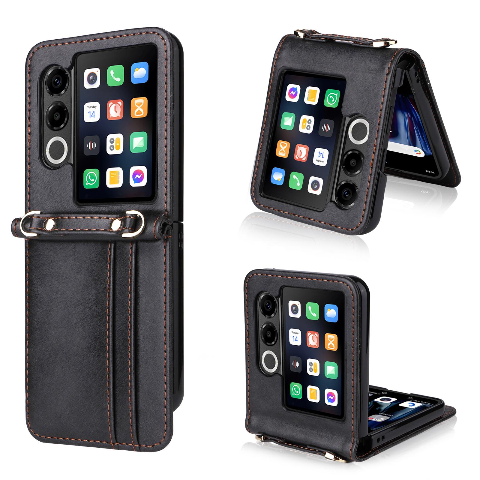 

For ZTE nubia Flip2 5G Case Card Slots Leather Phone Cover with Lanyard A