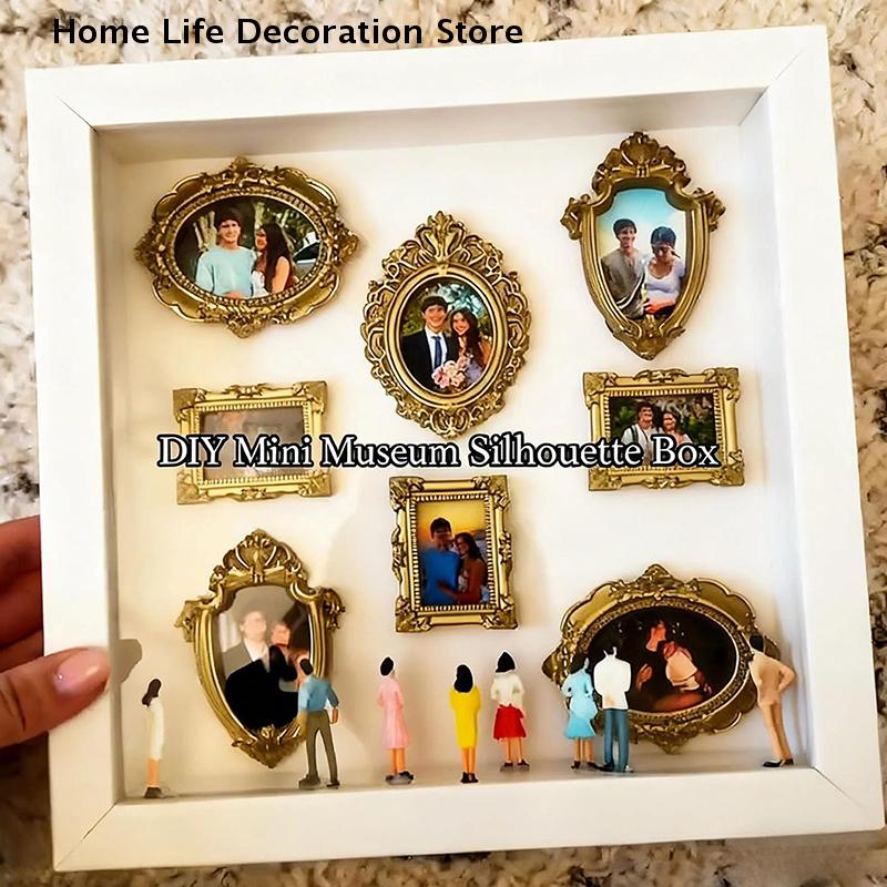 DIY Mini Muzeum Pudełko z Sylwetką Walentynkowy Prezent Ramka na Zdjęcia z Mini Figurką Kreatywne Pudełko do Prezentacji Rodzinnych Wspomnień Wystrój Domu