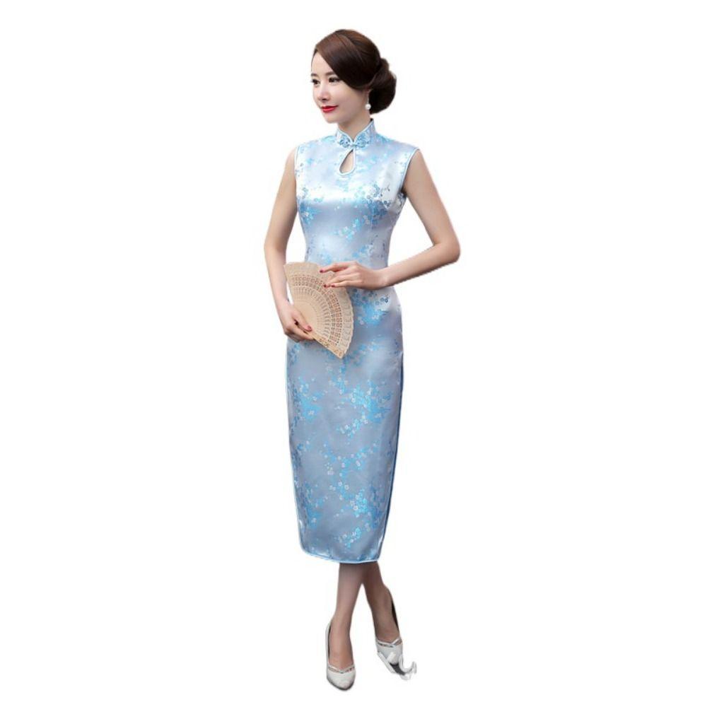 Floral Print Cheongsam Dresses Chinese Style Traditional Clothing Chinese Qipao  Evening Dress