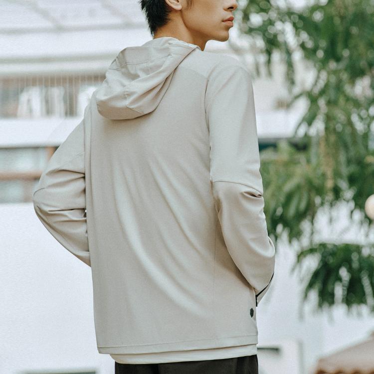 Anta Vielseitige Buchstaben-Reißverschluss-Kapuzenjacke Herren Oberbekleidung Wolken-Grau 152527710-1