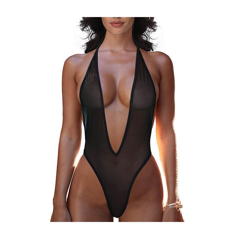 Transparenter Einteiler Tanga Damen Sexy Strumpfhose Bikini Hohe Taille Transparente Unterwäsche Sexy Unterwäsche