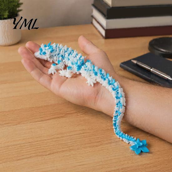 Mythical Creature Desk Decoration Cherry Blossom Dragon Figurine with Movable Joints, 3D Printed Fidget Toy Flower Toy, Articulated Model Decor Animal